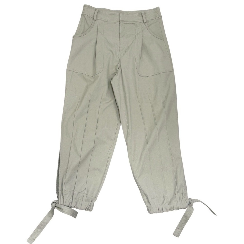 Parker Pants Womens  Size 8 Khaki Utility Ankle Tie Pleated High Waist Cotton